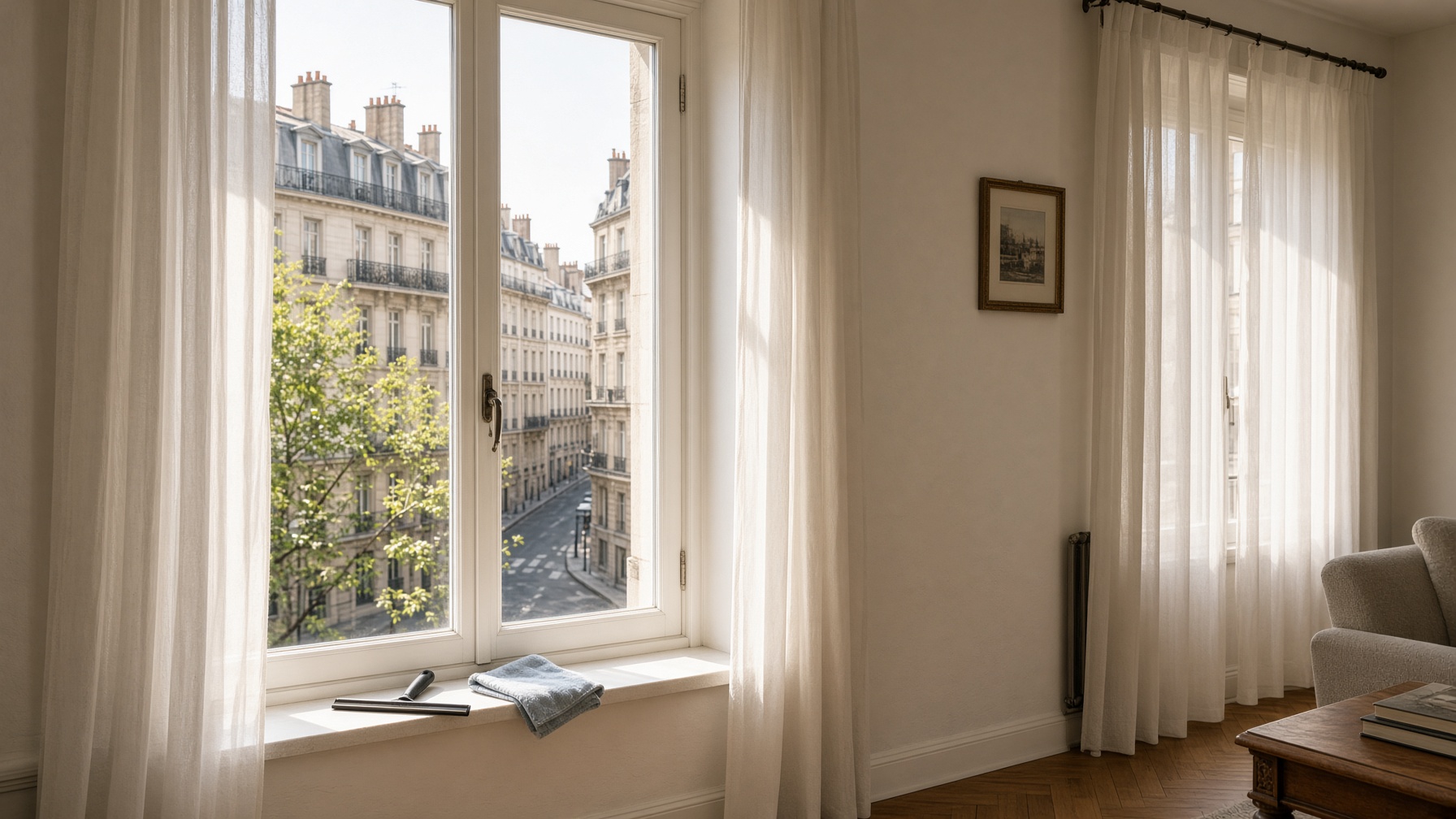 Fenêtre d'appartement lyonnais après lavage